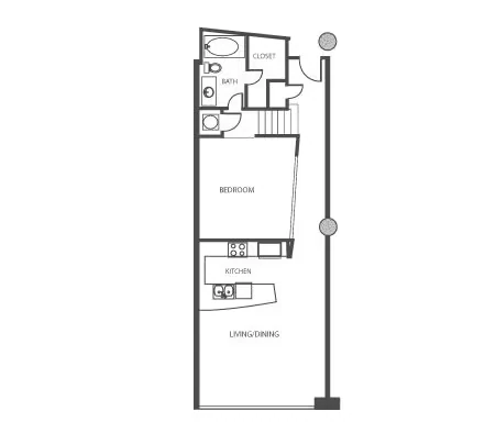 1 Bed 1 Bath 324 floor plan